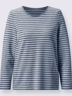 T-shirt à manches longues rayures en fils teintés