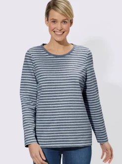T-shirt à manches longues rayures en fils teintés