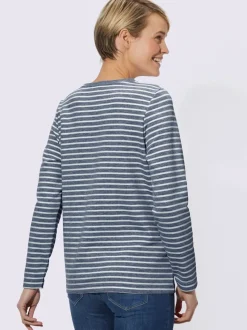 T-shirt à manches longues rayures en fils teintés