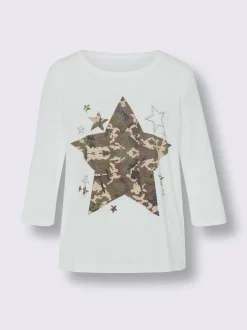 T-shirt à manches 3/4 séduisant motif à étoiles