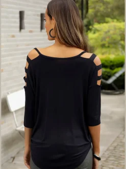 T-shirt à manches 3/4 t-shirt à manches longues avec encolure en v