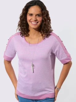 T-shirt rayé passepoil contrasté