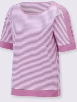 T-shirt rayé passepoil contrasté