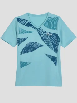T shirt sport en coton col en V et motif graphique