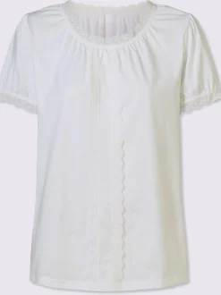 T-shirt traditionnel empiècement en dentelle