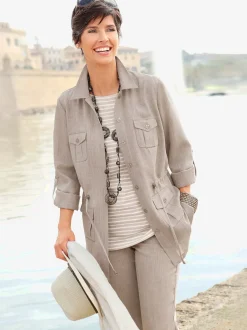 Veste chemisier en imitation lin décontractée et légère