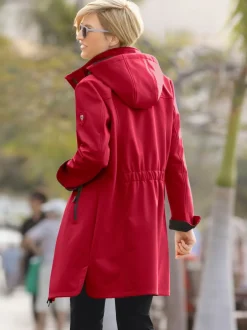 Veste coupe vent longue qualité softshell col montant avec capuche