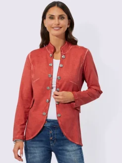 Veste courte à col montant et boutons décoratifs
