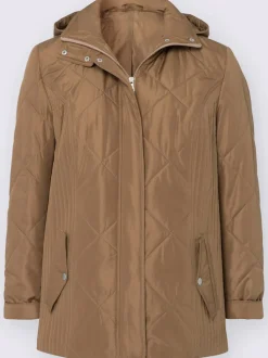Veste doublée matelassée à capuche amovible et manches longues motif piqué