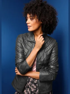 Veste en cuir pur cuir d'agneau nappa
