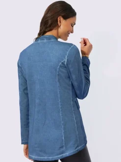 Veste en jean coton à col montant et boutons