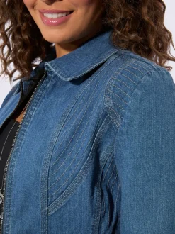 Veste en jean coutures décoratives affinantes