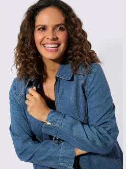 Veste en jean coutures décoratives affinantes