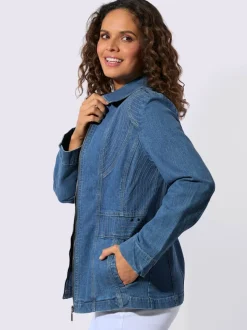 Veste en jean coutures décoratives affinantes