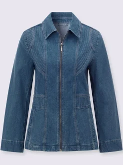 Veste en jean coutures décoratives affinantes