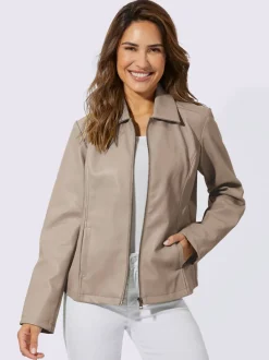 Veste en synthétique imitation cuir avec col à revers et glissière
