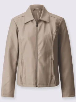 Veste en synthétique imitation cuir avec col à revers et glissière