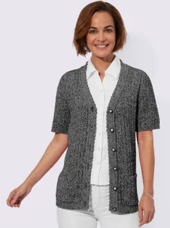 Veste en tricot ajouré fils chinés