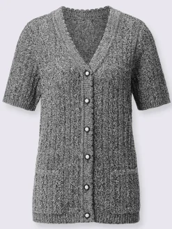 Veste en tricot ajouré fils chinés