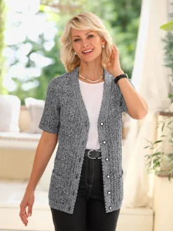 Veste en tricot ajouré fils chinés