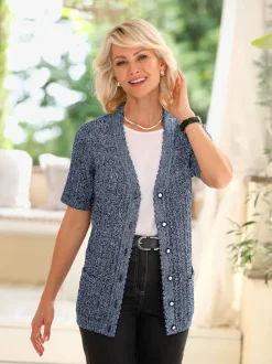 Veste en tricot ajouré fils chinés