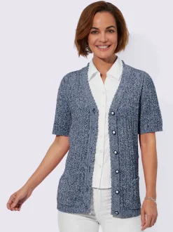 Veste en tricot ajouré fils chinés