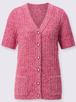 Veste en tricot ajouré fils chinés