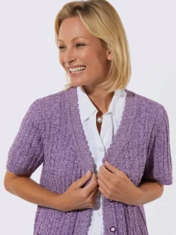 Veste en tricot ajouré fils chinés