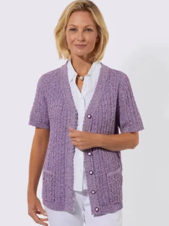 Veste en tricot ajouré fils chinés