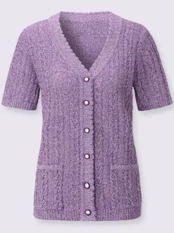 Veste en tricot ajouré fils chinés