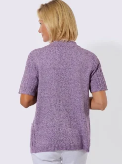 Veste en tricot ajouré fils chinés