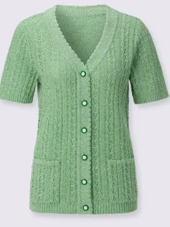 Veste en tricot ajouré fils chinés