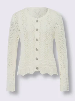 Veste en tricot ajouré motif ajouré intégral