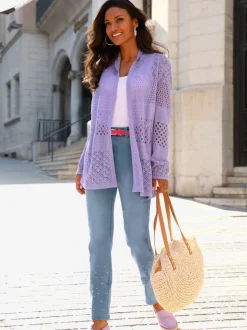 Veste en tricot ajouré motif ajouré intégral