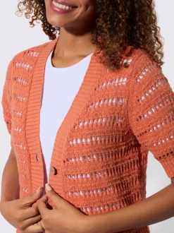 Veste en tricot ajouré pur coton