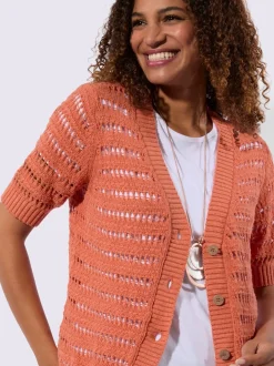 Veste en tricot ajouré pur coton