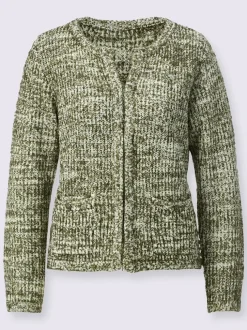 Veste en tricot bouclé à col rond et manches longues