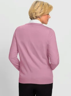 Veste en tricot col V et manches longues boutonnée motif losanges
