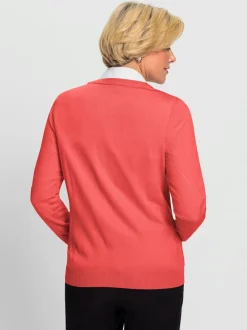 Veste en tricot à col V et manches longues poches plaquées