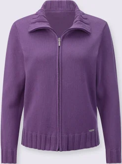 Veste en tricot coton à fermeture éclair et manches longues