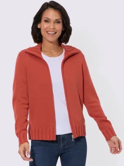 Veste en tricot à fermeture éclair col montant et manches longues