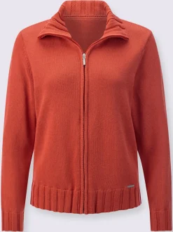 Veste en tricot à fermeture éclair col montant et manches longues