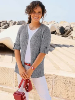Veste en tricot fils chinés