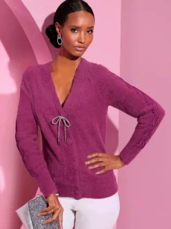 Veste en tricot fin encolure en v dégagée