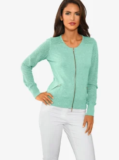 Veste en tricot fin motif tricot ajouré tendance