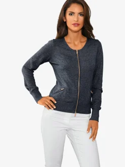 Veste en tricot fin motif tricot ajouré tendance