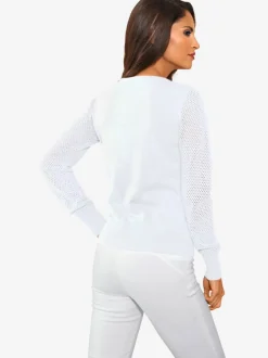 Veste en tricot fin motif tricot ajouré tendance