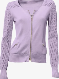Veste en tricot fin motif tricot ajouré tendance