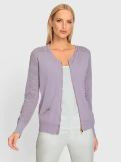 Veste en tricot fin motif tricot ajouré tendance