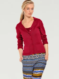 Veste en tricot fin superbe basique avec poches plaquées